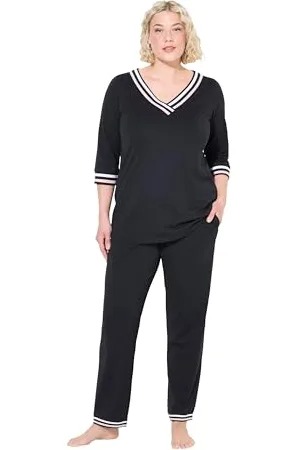 Ulla Popken Damen Pyjama, Sporty Pyjamaset, , 62-64