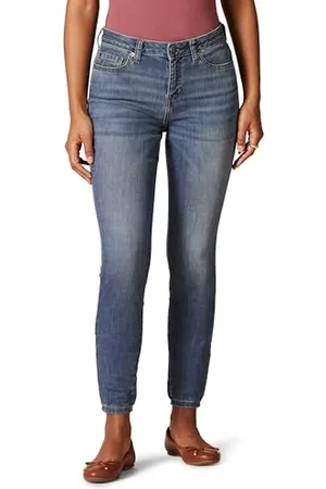 Amazon Damen Curvy-Röhrenjeans mit mittelhohem Bund, , 34