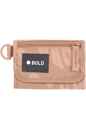 LÄSSIG BOLD Lässig Kinder Geldbeutel mit Klettverschluss und transparenten Sichtfenster/School Wallet Bold Leaves caramel