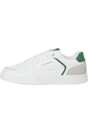 JACK & JONES Herren JFWEALING PU NOOS Sneaker, White/Detail:Trekking Green, 40 EU