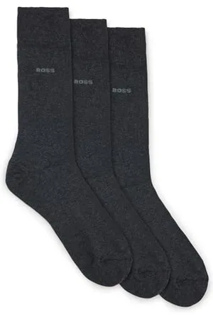 HUGO BOSS Herren 3P RS Uni CC Dreier-Pack mittelhohe Socken aus Stretch-Gewebe Dunkelgrau 39-42