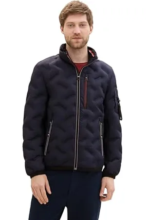 TOM TAILOR Herren 1042489 Hybrid Jacke mit Kapuze im Stehkragen, 10668-Sky Captain Blue, L