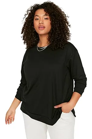 Trendyol Damen Rundhalsausschnitt, einfarbig, Normale Passform, Übergröße Sweatshirt, , XL Größen