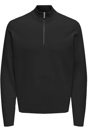 Only & Sons Herren ONSCOOPER REG 12 Half Zip HIGH Neck Knit Strickpullover, Black, Small