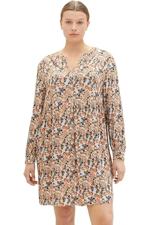 TOM TAILOR Damen 1038799 Tunica Kleid mit Muster, 32369-small Grey tie dye floral, 50