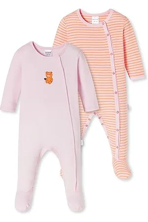 Schiesser Baby-Mädchen 2PACK Strampler mit Fuß Bio Baumwolle-Made in Europe Kleinkind-Schlafanzüge, , 74