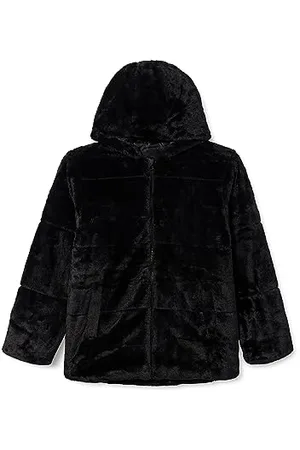 NAME IT Mädchen NKFMOSA Fake FUR Jacket W Hood PB Jacke, Schwarz, 128