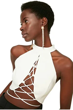 Trendyol Damen Glam-figurbetontes Neckholder-Bustier, , 38
