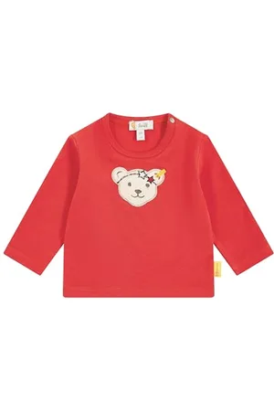 Steiff T-Shirt Langarm EU Größe 56 , Mädchen Langarm-Sweatshirt, Longsleeve für Kinder, Pullover langärmelig, Babyoberteil, ideales Basic Shirt, bequem und weich, waschmaschinenfest