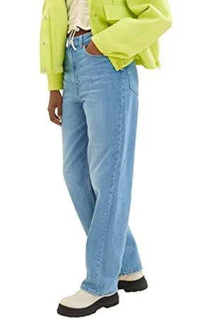 TOM TAILOR Damen 1035423 High Waist Baggy Jeanshose, 10151-Light Stone Bright Blue Denim, XL