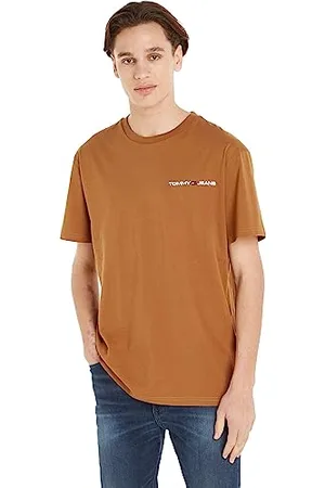 Tommy Hilfiger Herren T-Shirt Kurzarm Linear Chest Rundhalsausschnitt, (Desert Khaki), XS