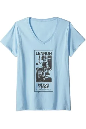 John Lennon Karma-Signatur T-Shirt mit V-Ausschnitt
