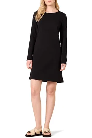 Amazon Damen Langärmliges Fleecekleid mit Rundhalsausschnitt und Überknielänge, , L