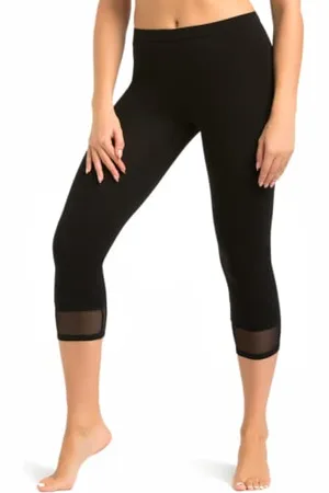 Teyli Leggings Damen mit Mesh am Bein - Leggins 3/4 Damen Baumwolle - 3/4 Leggings Damen mit Hoher Taille - Yogahose Damen 3/4 - Leggings Damen 3/4 M