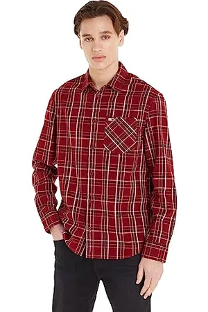Tommy Hilfiger Herren Hemd Check Pocket Shirt Freizeithemd, Mehrfarbig (Rouge Check), L