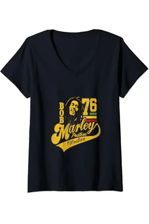 Bob Marley Positive Vibrations Fußball T-Shirt mit V-Ausschnitt