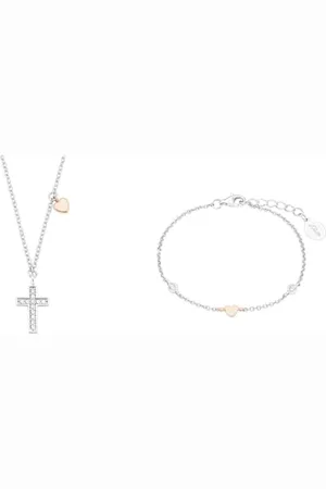 QS by s.Oliver Kette mit Anhänger 925 Sterling Silber Mädchen Kinder Halsschmuck & Armband 925 Sterling Silber Mädchen Kinder Armschmuck