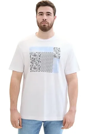TOM TAILOR Herren Plussize Basic T-Shirt mit Print, White, 4XL