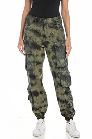 Replay Damen Cargo-Hose High Waist, (Grün), 25W