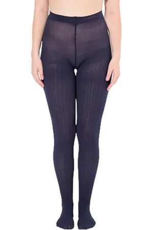 Ulla Popken Damen große Größen Übergrößen Plus Size Strickstrumpfhose, modisches Zopfmuster, warm
