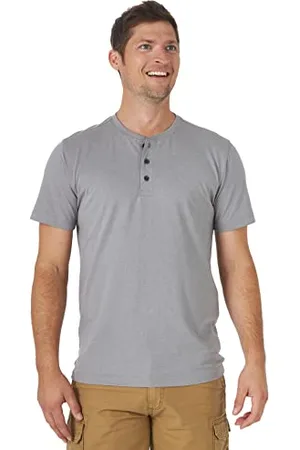 Wrangler Herren Short Sleeve Tee Henley Hemd, Frost Gray Heather, L EU