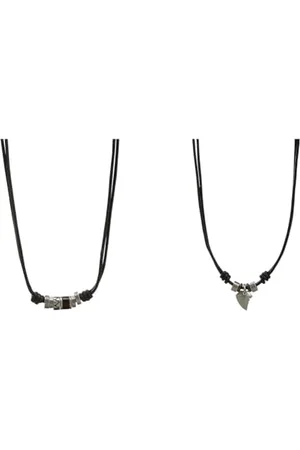 Fossil Herren Kette Leder & Herrenschmuck aus edelstahl, 42cm + 5cm Verlängerung, Anhänger: 15 x 13 mm