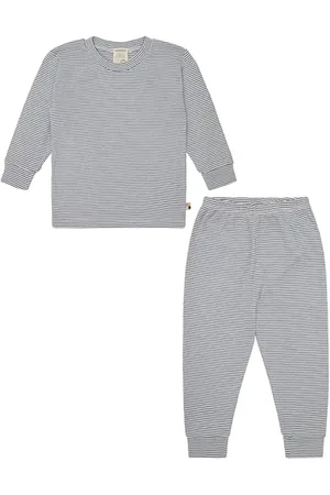 loud + proud Kinder Schlafanzug Pyjama, Streifen aus Bio Baumwolle und GOTS Zertifiziert