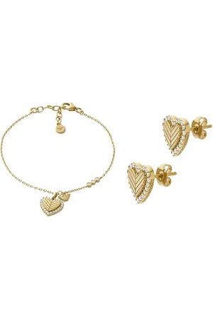 Emporio Armani Damen Goldfarbener Sterlingsilber Armband und Ohrringe, Set