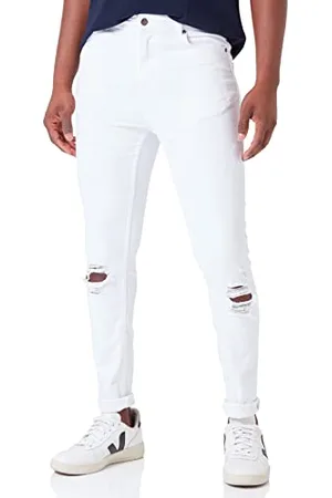 Gianni Kavanagh Herren White Ripped Carrot Leg Jeans, XS