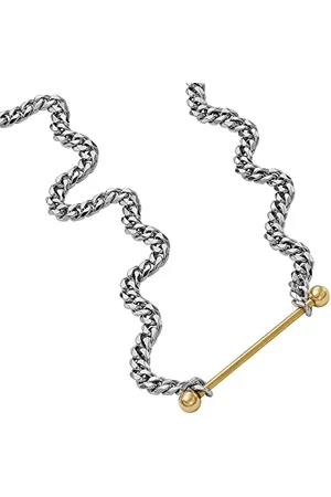 Diesel Halskette Für Männer Stahl, Länge: 450mm+50mm, Breite: 61mm, Höhe: 7mm Silber Edelstahl Halskette, DX1409931