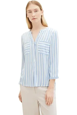TOM TAILOR Damen Bluse mit Streifen & Brusttaschen, , 44