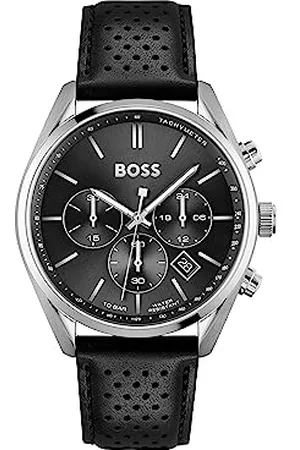 HUGO BOSS Chronograph Quarz Uhr für Herren mit Schwarzes Lederarmband - 1513816