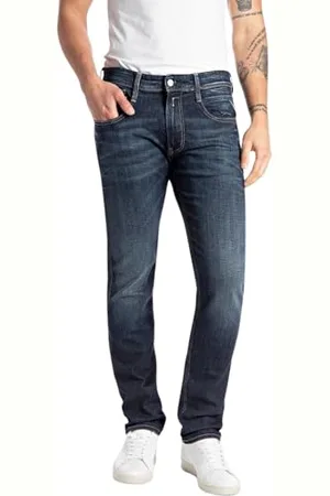 Replay Herren Jeans Anbass Slim-Fit Bio, Blau , 34W / 30L