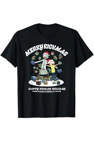 Rick and Morty Christmas Merry Rickmas Dark T-Shirt - - Erwachsene - Fans von Rick und Morty - Unisex - Kurzarm - T-Shirt - - S - EU Klein
