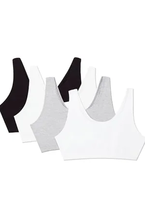 Fruit Of The Loom Damen Built Up Tank Style Bra Value Pack Sport-BH, Undurchsichtige, Schwarz/Weiß/Weiß/Grau meliert, 75 (4er