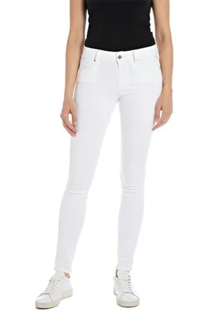 Replay Damen Jeans Hyperflex mit Stretch, Weiß (White. 120), 24W / 28L