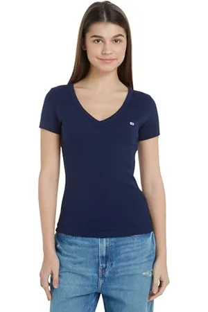 Tommy Hilfiger Damen Tjw Slim Essential Rib V Dw0dw17385 Kurzarm Strickoberteile, , XS EU