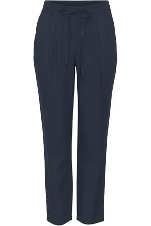 VERO MODA Damen Legere Leinen Stoffhose Casual Schlupfhose Lockere Ankle Pants, Farben: , Größe:XS