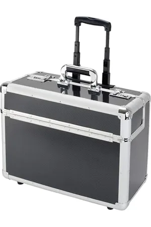 Alumaxx 45129 Pilotenkoffer C-2, Piloten Koffer in Carbon-Optik, Alukoffer mit Rollen, Trolleykoffer für 17" Notebooks, Rollkoffer mit Teleskopgriff ca. 103 cm, Carbonlook, , 48,5 x 39 x 23 cm