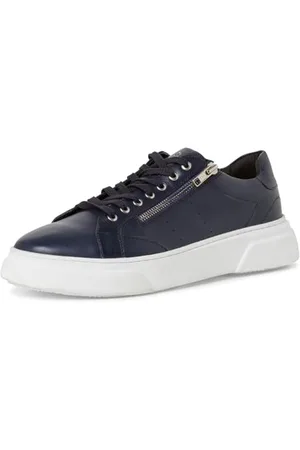 Marco Tozzi By Guido Maria Kretschmer Herren Sneaker flach aus Leder mit Reißverschluss, Blau , 41 EU