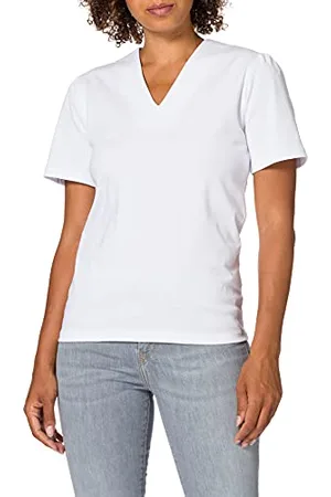 7 for all Mankind Damen V-Neck Cotton White T-Shirt, S