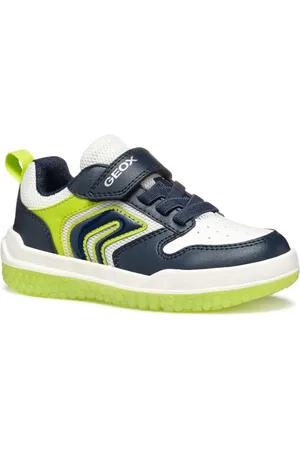 Geox J BUZZERLIGHT Boy B Sneaker, Navy/Lime, 24 EU