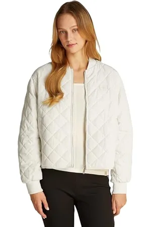 Calvin Klein Damen Bomberjacke Quilted Jacket Dünn, Elfenbein , XS