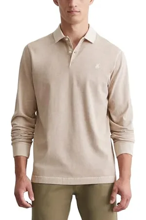 Marc O’ Polo Marc OߴPolo Herren Langarm-Poloshirt aus Bio-Baumwolle Regular Fit, Beige (Dapple Gray), S