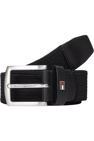 Tommy Hilfiger Herren Gürtel Denton Elastic 3,5 cm Geflochten, Schwarz (Black), 80 cm