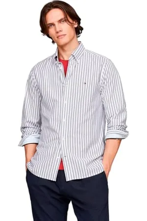 Tommy Hilfiger Herren Hemd Langarm, Mehrfarbig (Aegean Sea/Optic White), S