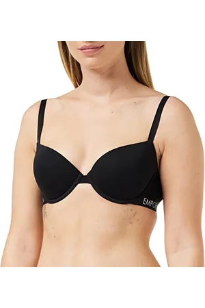 Emporio Armani Underwear Damen Bra Iconic Cotton Push-Up-BH, Black, 36D