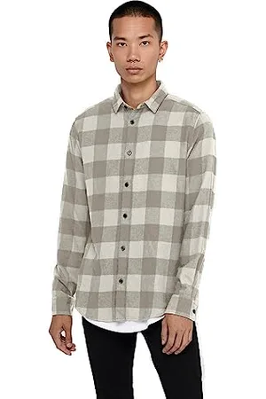 Only & Sons Kariertes Holzfäller Hemd Basic Langarm Flanellhemd Freizeit Karo Slim Fit Shirt Baumwolle ONSGUDMUND