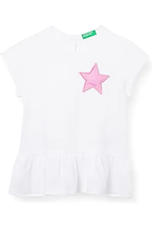Benetton Mädchen 3096c154e T-Shirt, Weiß 101, 82