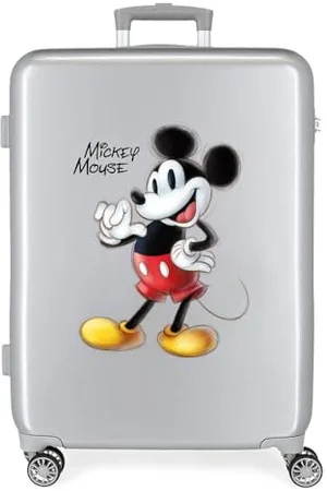 Disney 100 Mickey Mittelgroßer Koffer, Grau, 48 x 70 x 26 cm, starres ABS, integriertes TSA-Schloss, 81 l, 2 kg, 4 Doppelräder